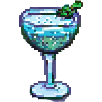 Manhattan cocktail in a short glass with ice, pixel art style, retro video game look emoji