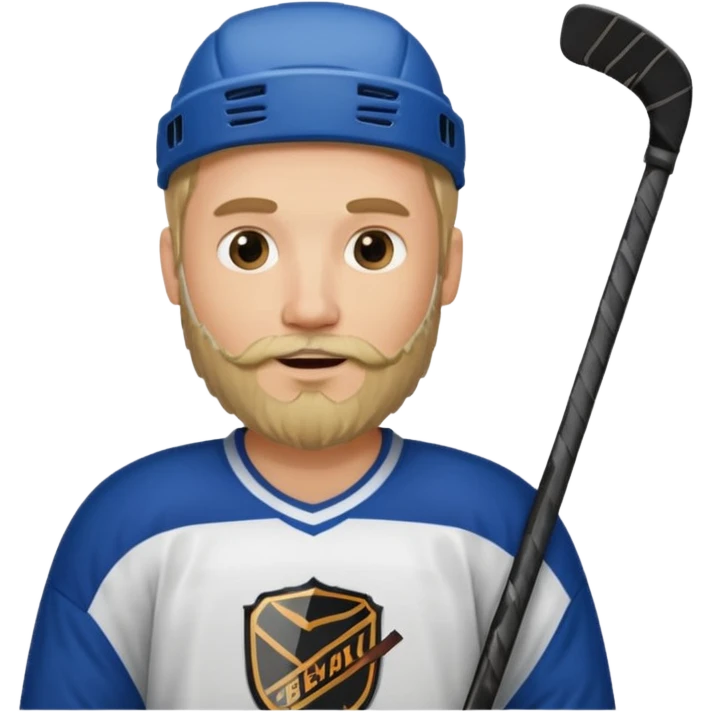 Blonde man with beard holding hockey card emoji