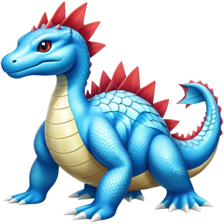 Shiny Exotic Colorful epic Lapras-Salamence-Feraligatr-Fakémon-hybrid-creature (full body)  emoji