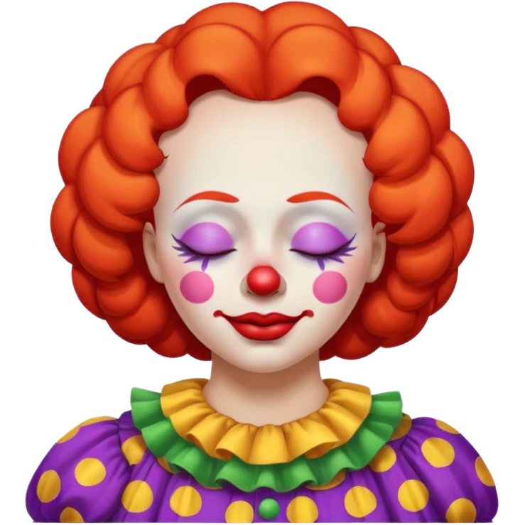 female clown sleeping eyes closed emoji