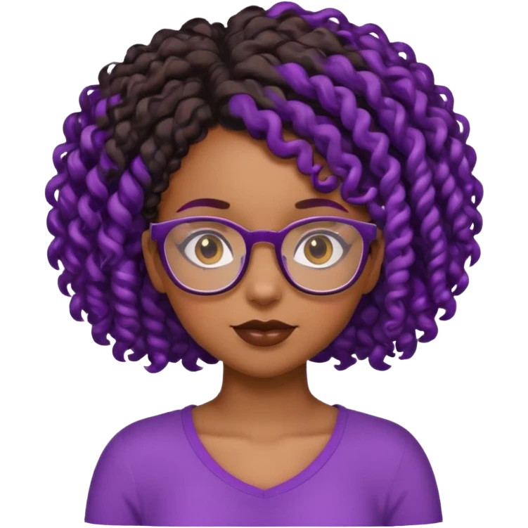 this emoji 🤓 but it’s a black girl with purple black curly hair no shoulders  emoji