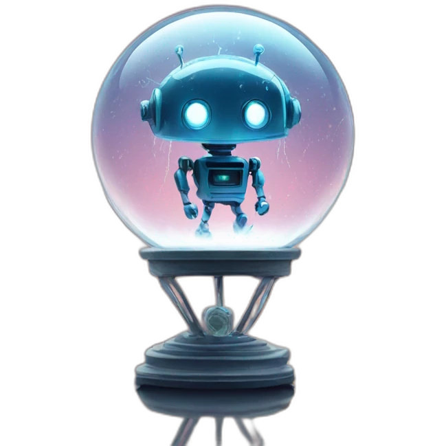 thunderstorm and robot in a glass globe emoji
