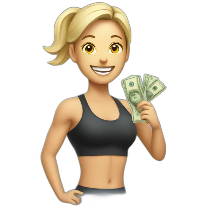 happy personal trainer with money emoji