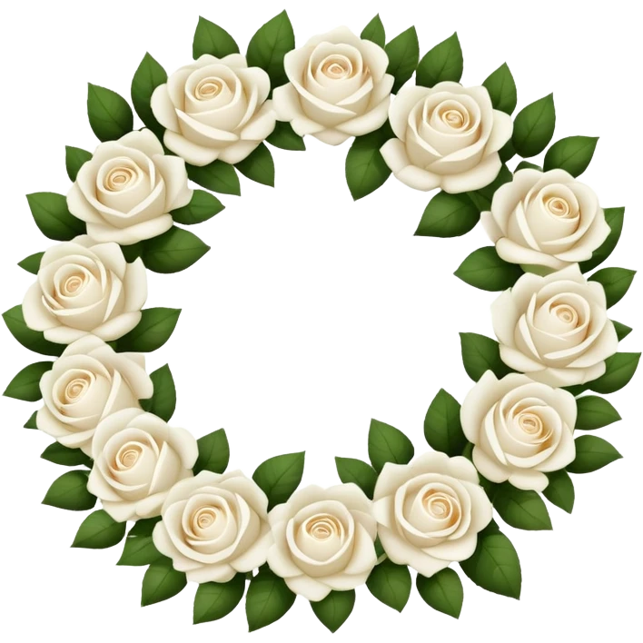 circle with wreath of white roses emoji