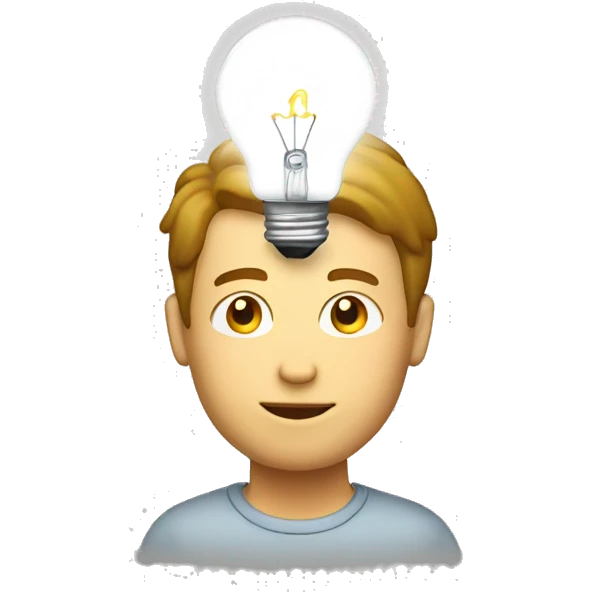 white man getting an idea with light bulb over his head emoji