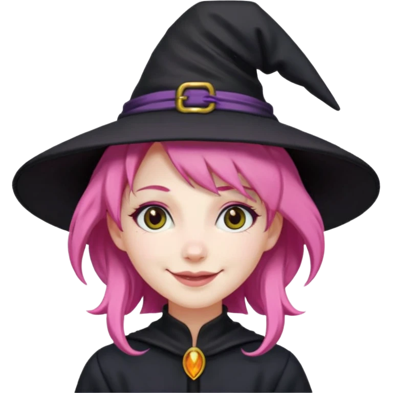 A witch with a pink hair emoji