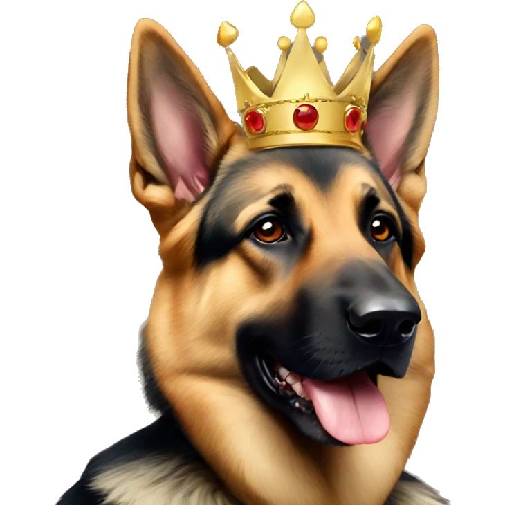 German shepherd wearing crown emoji