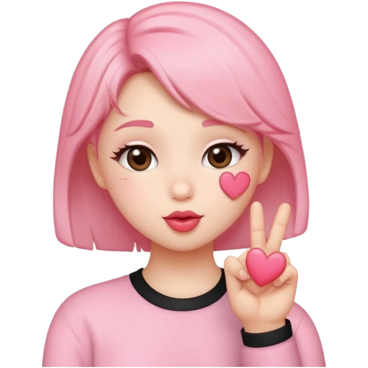 an uwu kissy face with a finger heart emoji