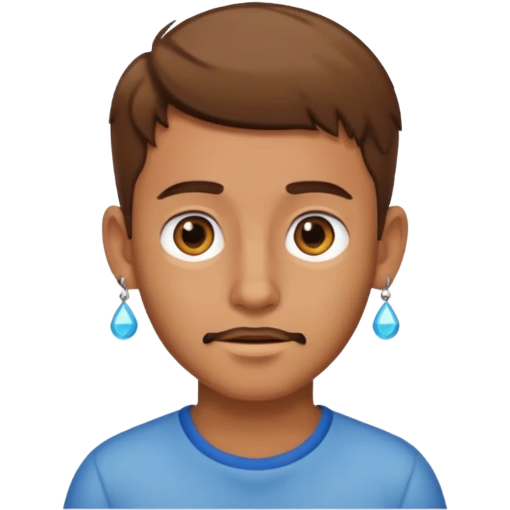 Boy with tanned skin, short brown hair, a light beard, and an earring in his ear emoji