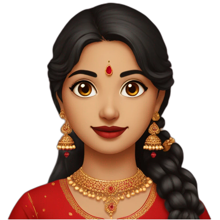 indian girl wearing full sleeve blood red kurti with jhumkas emoji