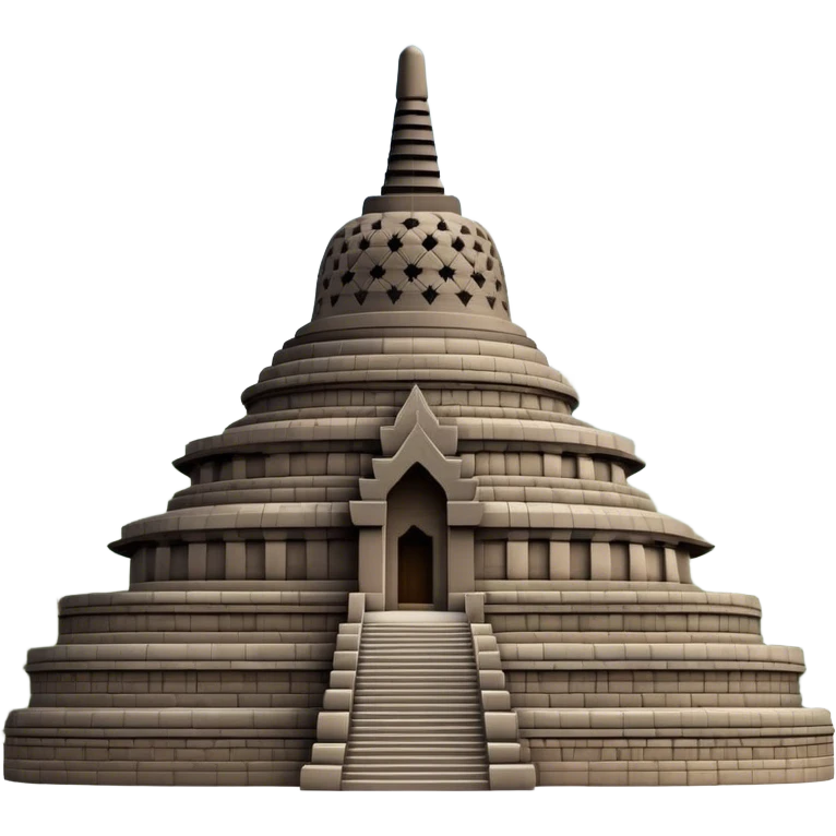 Cinematic Realistic Borobudur Landmark Emoji, showcasing the majestic ancient Buddhist temple rendered with intricate textures and serene, historic lighting. emoji