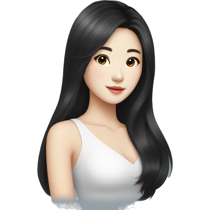 beautician, pretty korean girl with black long hair emoji