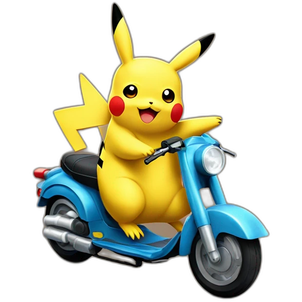 Pikachu rides on top of Tanaka emoji