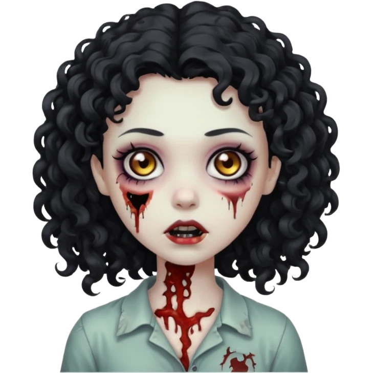 garota zumbi com cabelo cacheado preto emoji