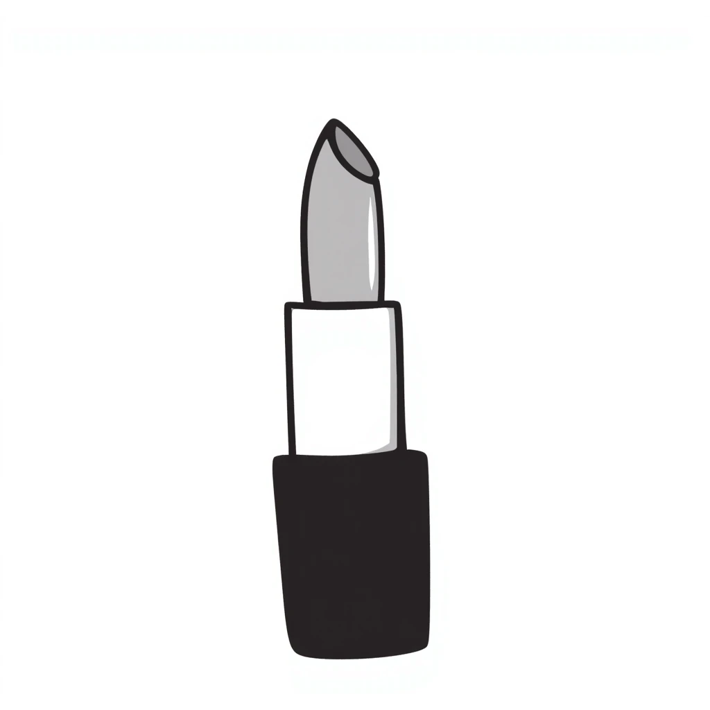 lipstick tube with cap and lipstick showing, pastel colors dd9fb0 ffc6d3 a3bfc9 c4bee2 f1b091, hand-drawn doodle style emoji