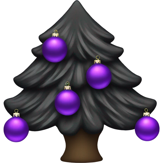 Black Christmas tree with purple ornaments emoji