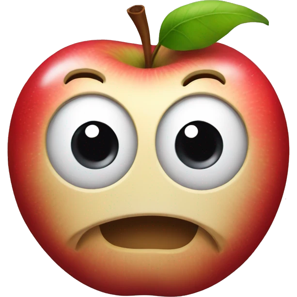apple with eyes and a mouth emoji