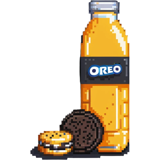 orange juice bottle with Oreo cookies emoji