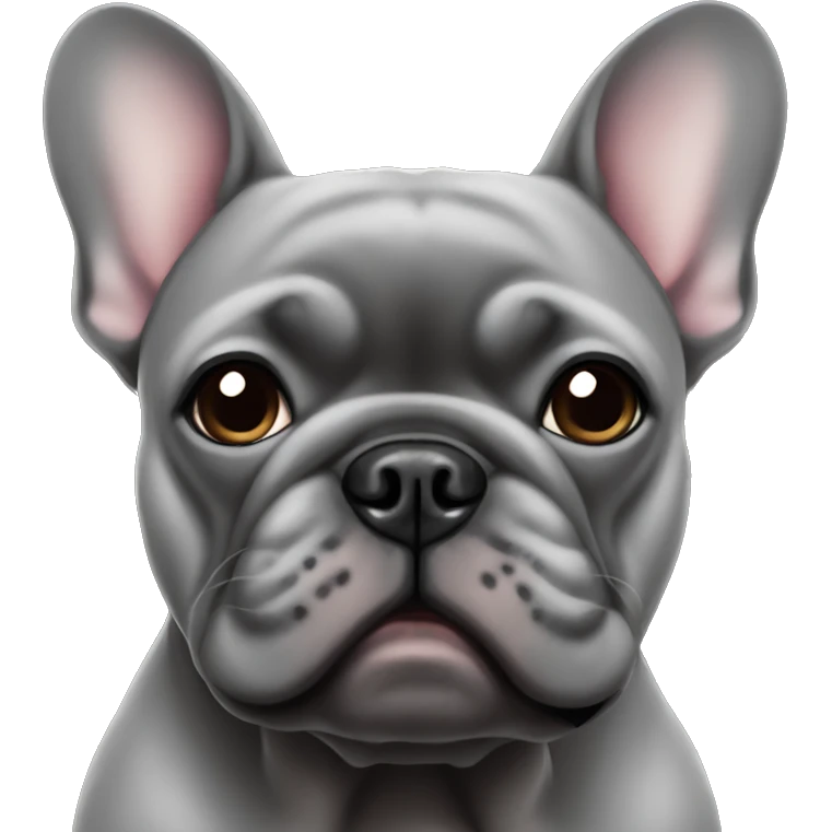 Dark grey French bulldog tired emoji