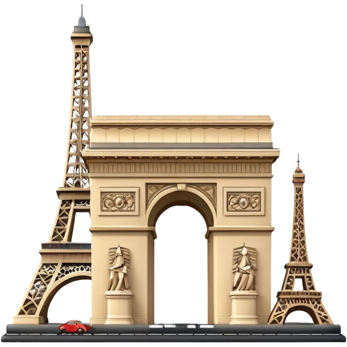 arc de triomphe and eiffel tower together, simple and iconic emoji emoji