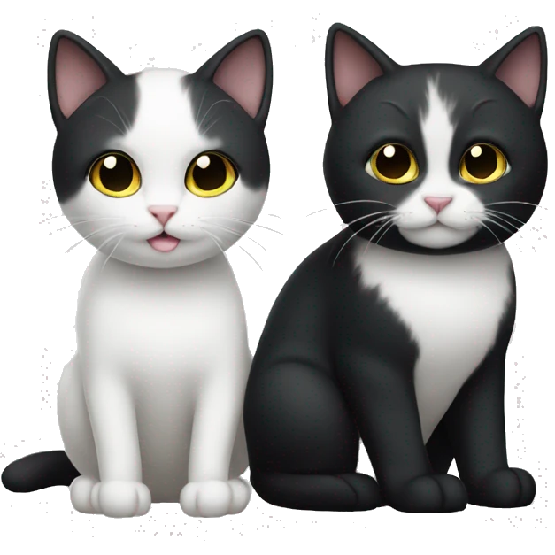 White cat and black cat emoji