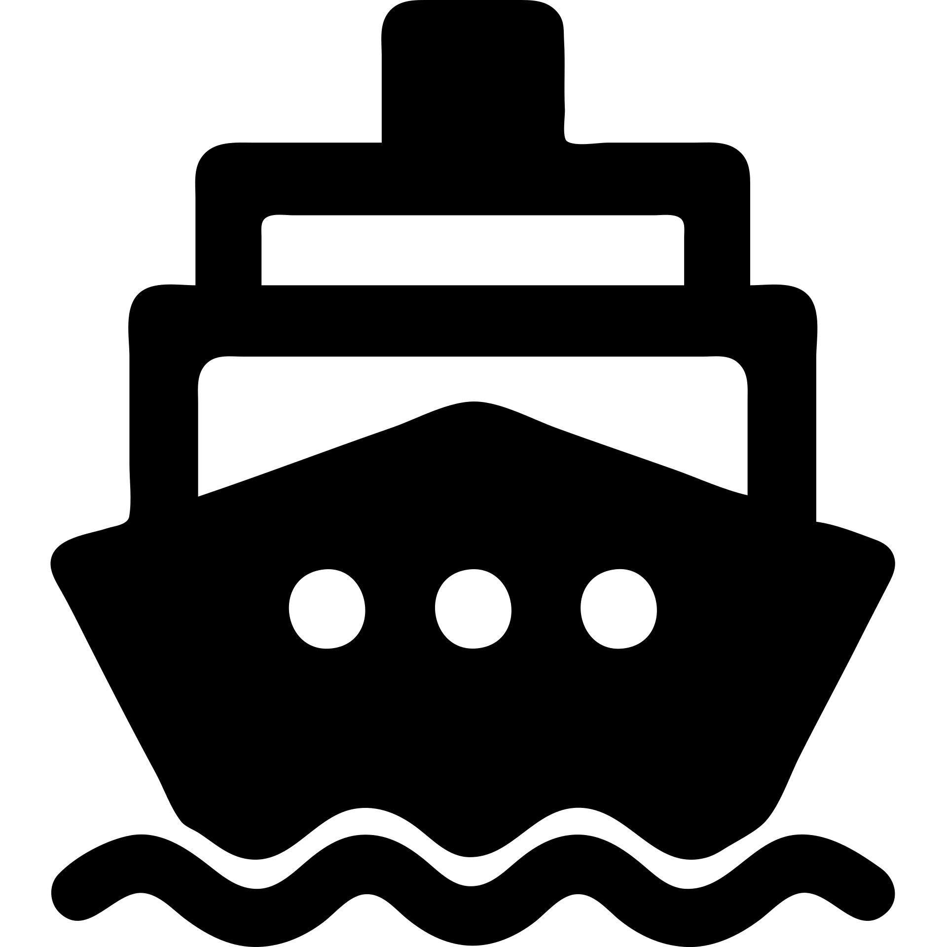 solid filled icon of a cruise ship emoji