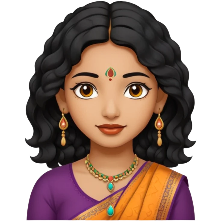Indian fat girl south Indian wavy short black hair tan darker skin emoji