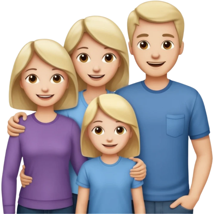 Happy family: mom, dad, 2 sisters and brother emoji