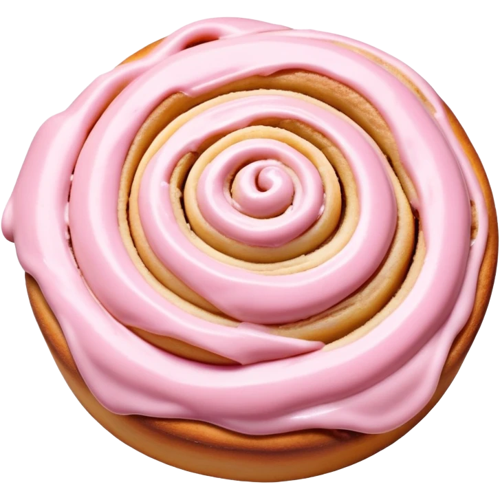 coquette cinnamon roll with pink frosting viewed from above emoji