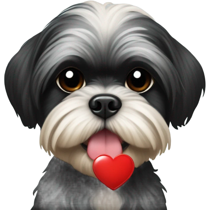 Black shih tzu with a red heart emoji emoji