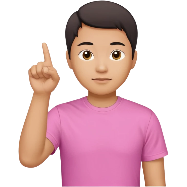 Draw a picture of a person corean pointing to themselves with their other hand raised if pink tshirt  emoji