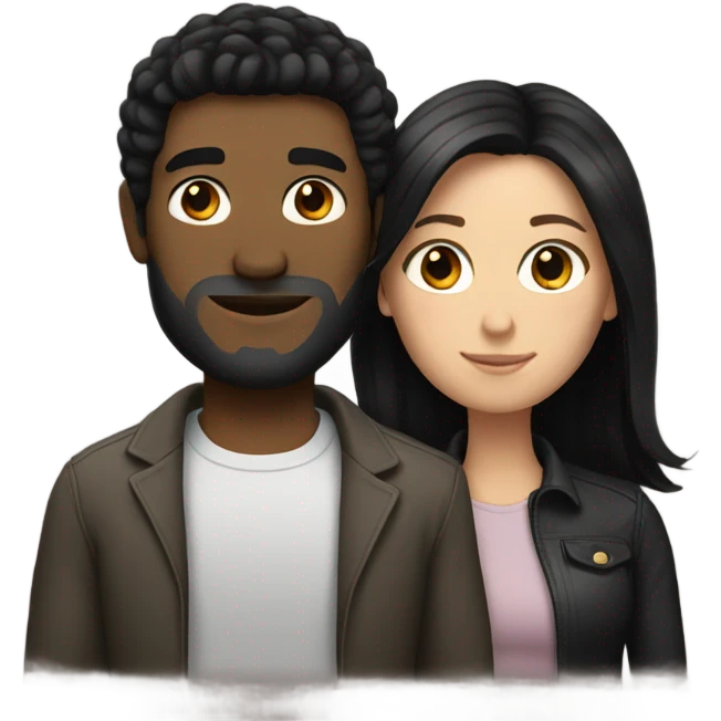 White couple with black hair  emoji