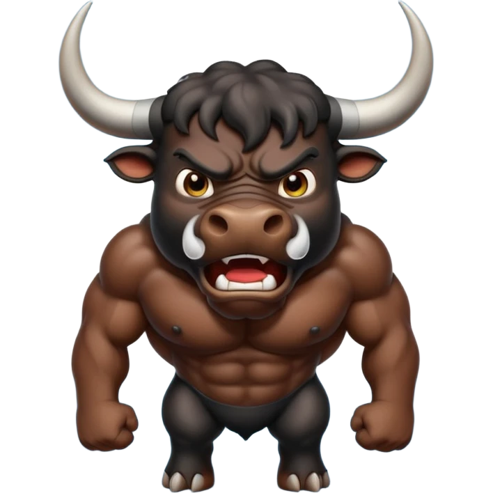 Emoji of an angry black powerful bull with steam coming out of its nose emoji