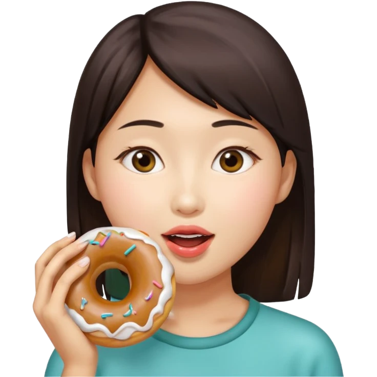 asian woman eating donut emoji