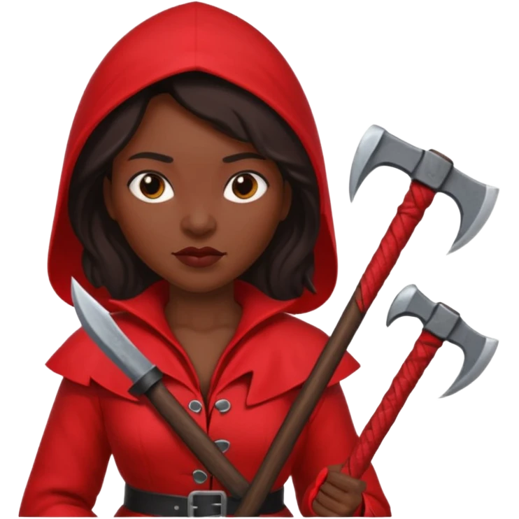 black woman executioner in red suit emoji