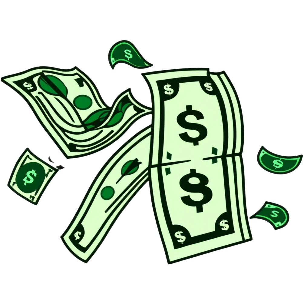 Money flying away, showing spending and expenses emoji