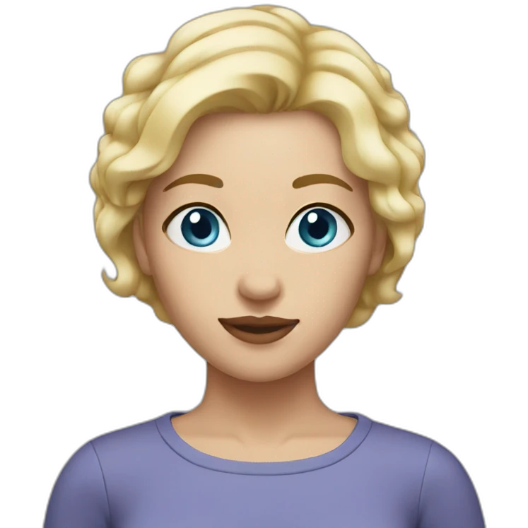 Woman blue eyes short blond hair emoji