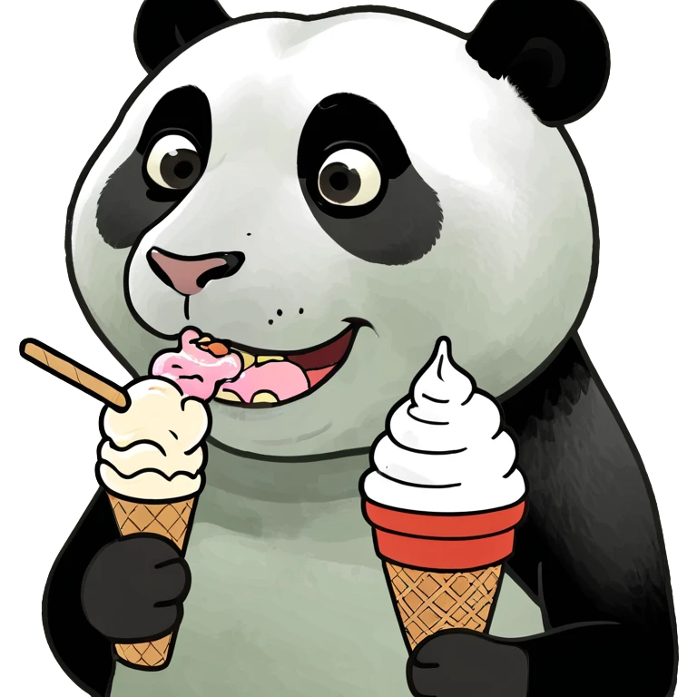 Panda eating ice cream emoji