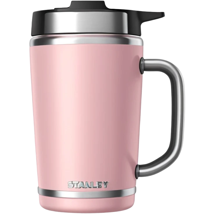 Light pink 40oz Stanley tumbler with handle emoji