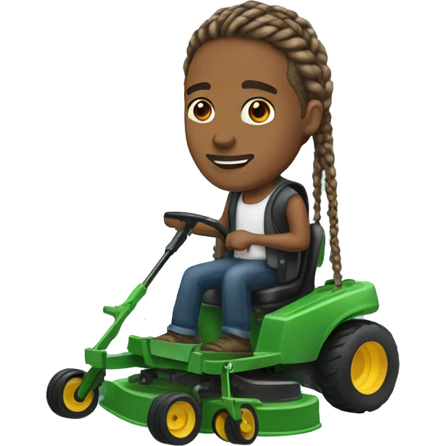 Light brown skin  man with braids on law mower emoji
