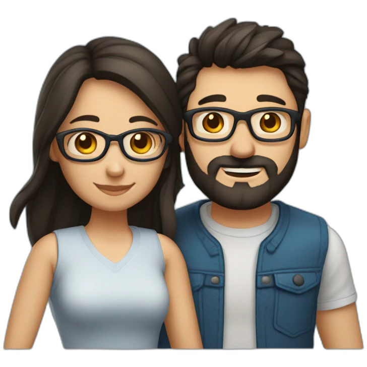 couple-in-love.-she-has-dark-shoulder-length-hair-blue-eyes-wears-glasses.-he-has-milong-dark-hair-three-day-beard-wears- emoji
