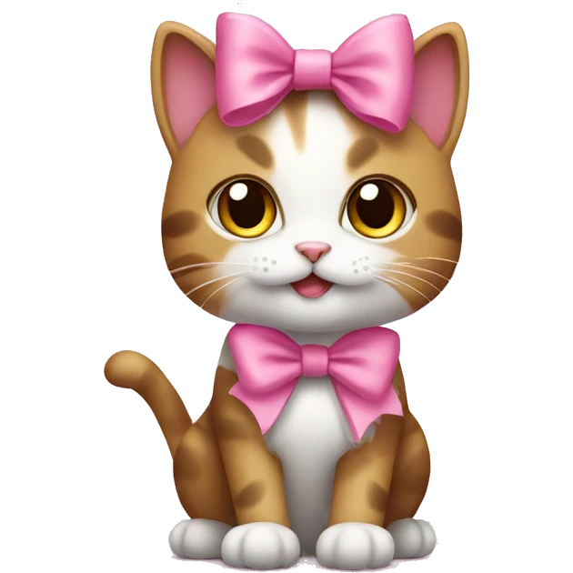 Cute cat with pink bow  emoji