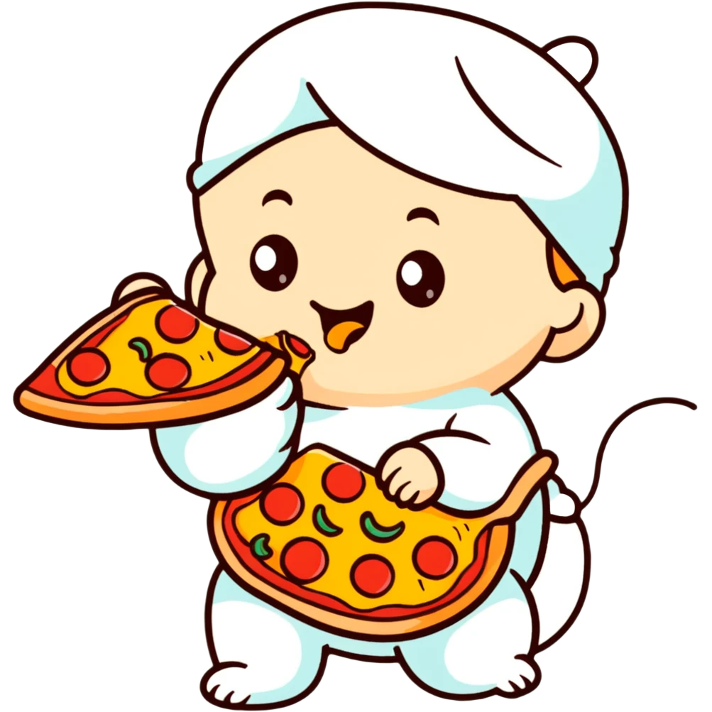Baby eating a slice of pizza emoji