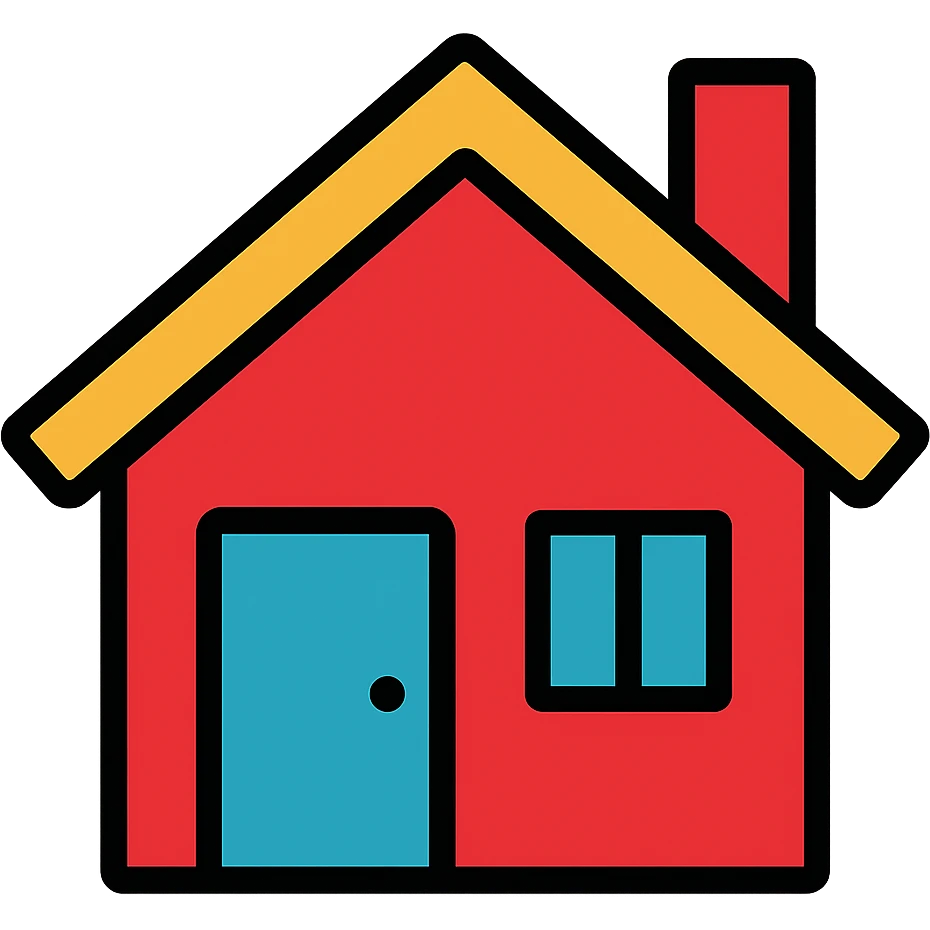 minimal house, red emoji