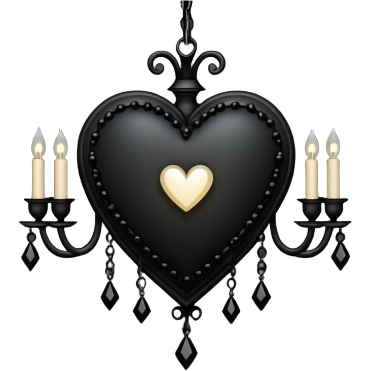 goth themed heart with a dark chandelier emoji