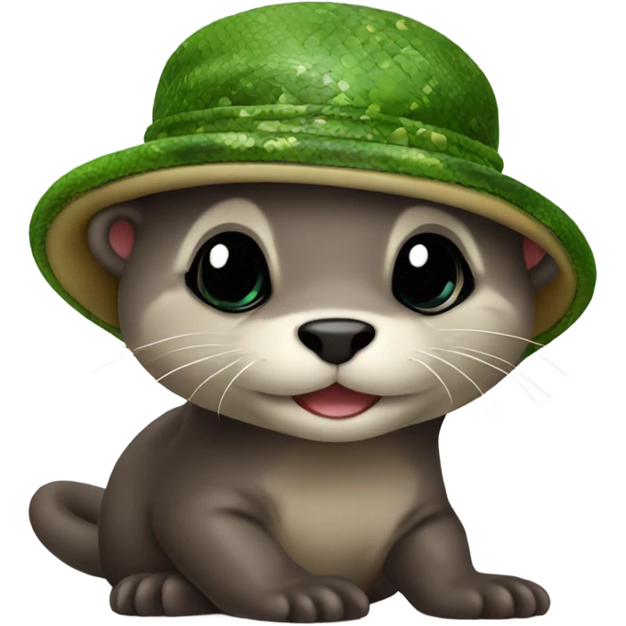 Baby otter wearing a snake hat emoji