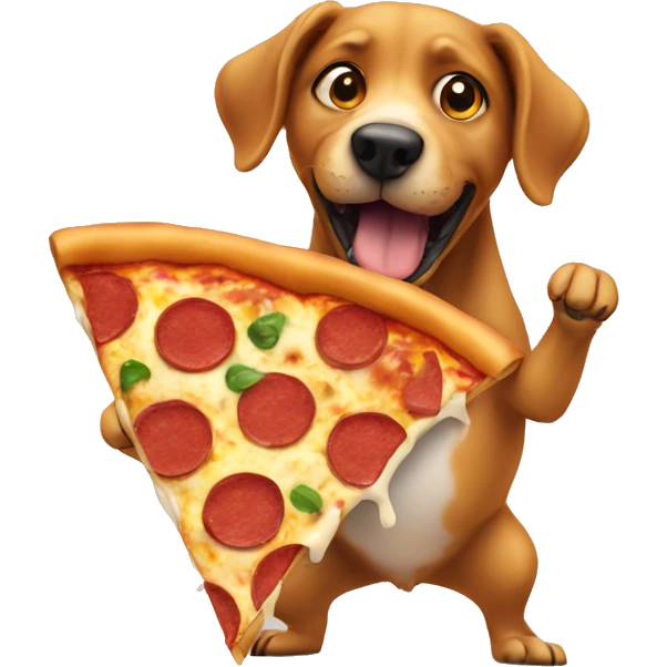 a dog eating a pizza emoji