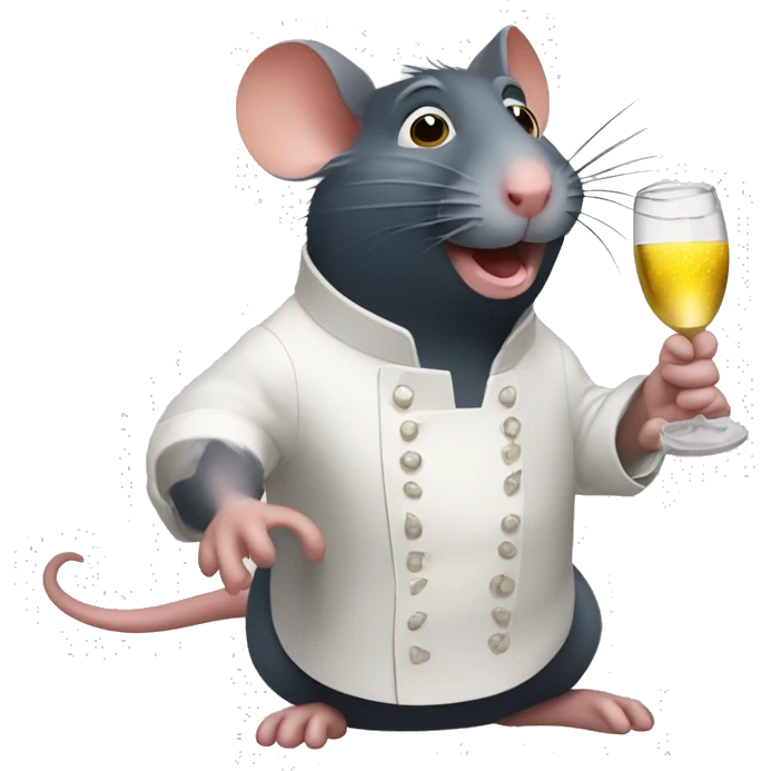 Ratatouille rat drinking champagne  emoji