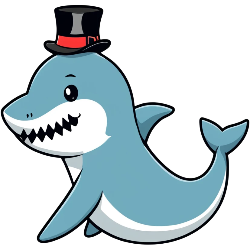 Shark with a top hat emoji