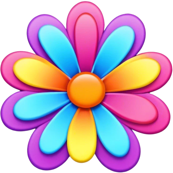 3D, Psychedelic colored flower power sign emoji
